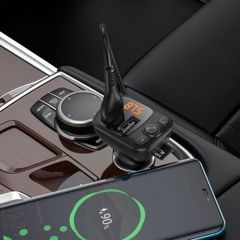 FM-модулятор с автомобильным ЗУ Borofone BC41 цвет: Чёрный