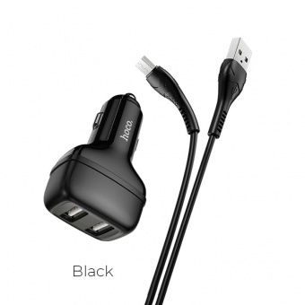 Автомобильное ЗУ Hoco Z36 +Micro кабель  (2USB: 2.4A) цвет: Чёрный