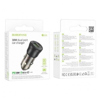 Автомобильное ЗУ Borofone BZ25 (PD38W + QC3.0) цвет: прозрачный