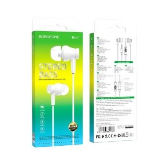 Наушники Borofone BM67 с микрофоном (1.2 м), цвет: белый
