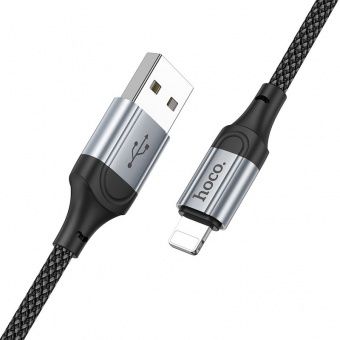 Дата-кабель Hoco X102 IP (нейлон 1м., 2.4A) цвет: Чёрный