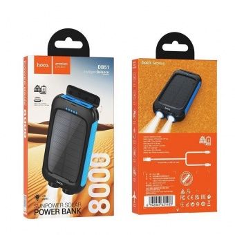 Внешний аккумулятор Hoco DB51 на солнечной батарее 8000mAh цвет:Чёрный