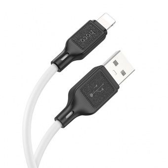 Дата-кабель Hoco X90 IP (силиконовый 1м., 2.4A) цвет: белый