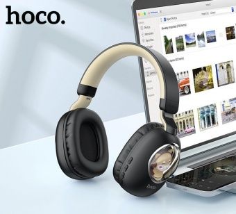 Беспроводные наушники Hoco ESD11 полноразмерные, цвет: Чёрный (подсветка, с котиком)
