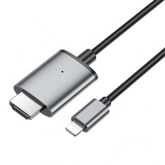 Адаптер Hoco UA27 кабель IP - HDMI (1080P,2 м) цвет: металлик