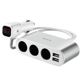 Автомобильное ЗУ Hoco Z13 (0.55 м., 2USB: 2.1A, дисплей, 3 прик-ля)