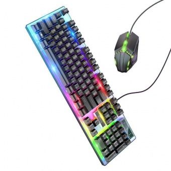 Набор игровой клавиатура+мышь Hoco GM18 с подсветкой, цвет: Чёрный