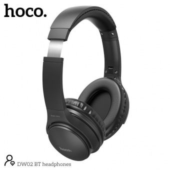 Беспроводные наушники Hoco DW02 полноразмерные с микрофоном, цвет: Чёрный