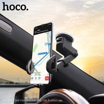 Автодержатель Hoco CA31A присоска, зажим, телескопический, цвет: Чёрный