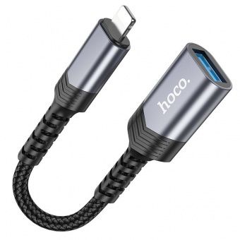 Адаптер Hoco UA24 IP-USB (мама) цвет: металлик