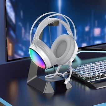 Наушники Borofone BO108 полноразмерные игровые 2 м, цвет: белый
