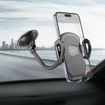 Автодержатель Hoco H10 присоска,гибкая штанга цвет: Чёрный