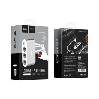 Автомобильное ЗУ Hoco Z13 (0.55 м., 2USB: 2.1A, дисплей, 3 прик-ля)