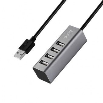 Адаптер Hoco HB1 USB - Xaб на 4 USB цвет: графитовый
