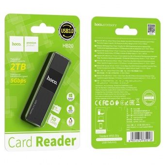 Картридер Hoco HB20 (USB 3.0, 5Gbps) цвет: чёрный