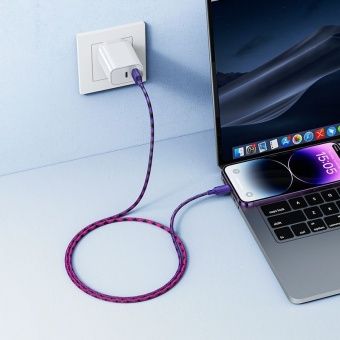 Дата-кабель Hoco X116 IP (1м., 2.4A) цвет: фиолетовый