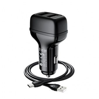Автомобильное ЗУ Hoco Z36 +Micro кабель  (2USB: 2.4A) цвет: Чёрный