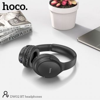 Беспроводные наушники Hoco DW02 полноразмерные с микрофоном, цвет: Чёрный