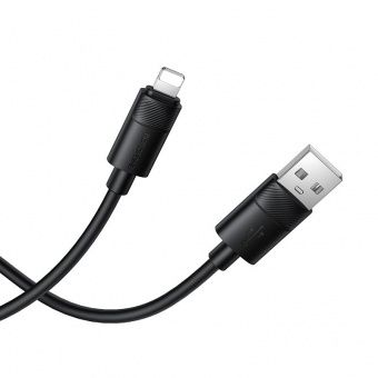 Дата-кабель Borofone BX123 IP (1м.,силиконовый) цвет: черный