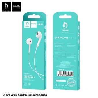 Наушники Denmen DR01 с микрофоном (1.2 м), цвет: белый