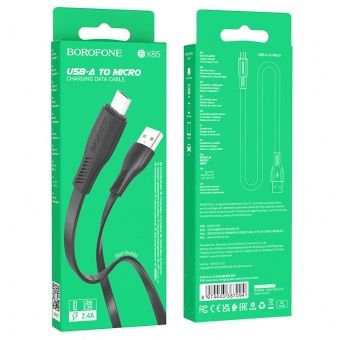 Дата-кабель Borofone BX85 Micro (1м., 2.4A) цвет: Чёрный