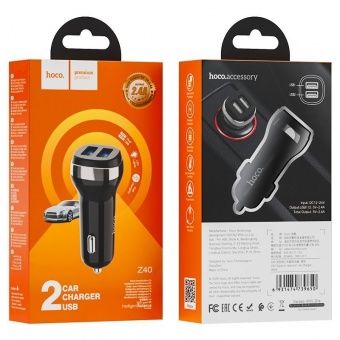Автомобильное ЗУ Hoco Z40 (2USB: 5V/2.4A) цвет: Чёрный