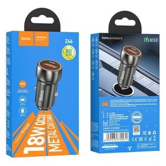 Автомобильное ЗУ Hoco Z46 (USB: QC3.0) цвет: металлик