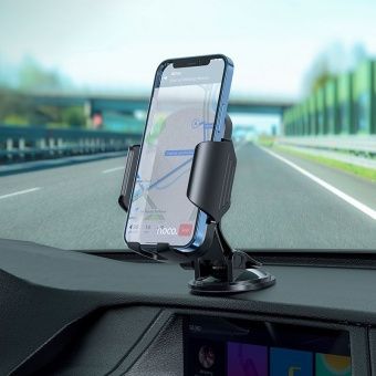 Автодержатель Hoco CA82 присоска, зажим, шарнир, цвет: Чёрный