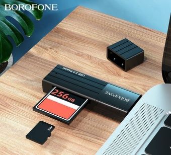 Картридер Borofone DHB02 (USB 2.0, 480Mbps) цвет: чёрный