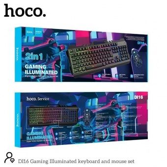 Набор игровой клавиатура+мышь Hoco DI16 с подсветкой, цвет: Чёрный