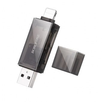 Картридер Borofone DHB03 (USB 2.0/IP) цвет: Чёрный
