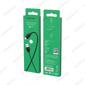 Дата-кабель BOROFONE BX19 IP (1м., 1,3A), цвет чёрный