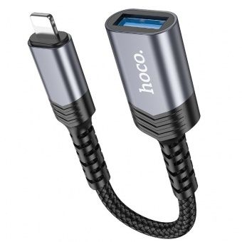 Адаптер Hoco UA24 IP-USB (мама) цвет: металлик