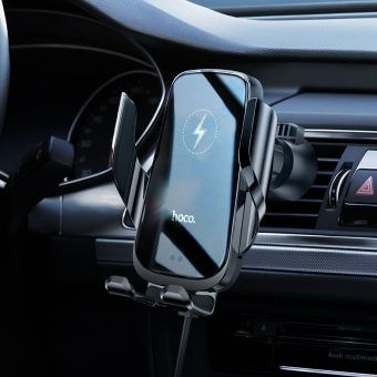 Автодержатель+беспроводная зарядка Hoco CA202 Plus цвет: Чёрный