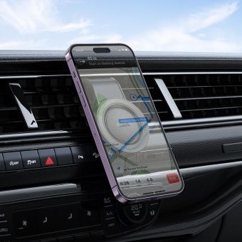 Автодержатель Hoco H59 магнитный круглый в решетку,клипса цвет: Чёрный