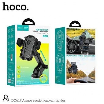 Автодержатель Hoco DCA17 присоска, телескопический, зажим, цвет: Чёрный