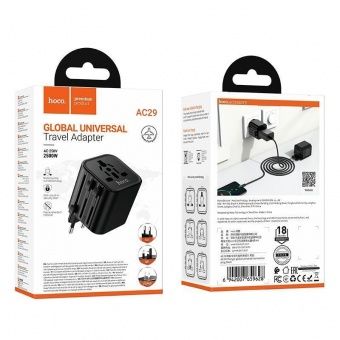 Сетевой адаптер-переходник Hoco AC29 (100W,универсальный) цвет:Чёрный