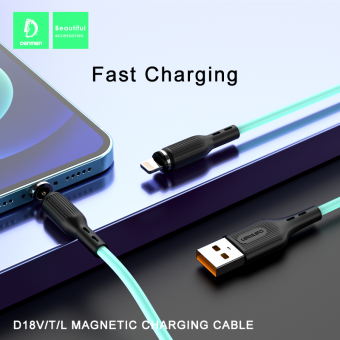 Дата-кабель Denmen D18L  IP (магнитный, 1м, 2.4A)
