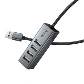 Адаптер Hoco HB1A  (USB -4 USB 2.0,1m)  цвет: металлик