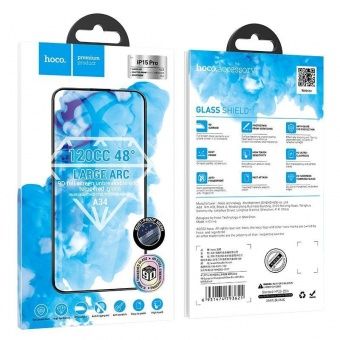 Стекло защитное Hoco A34  9D для iP 15 Pro цвет: Чёрный