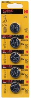 Литиевые батарейки Kodak MAX Lithium CR2025/5BP