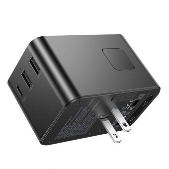 Сетевой адаптер-переходник Hoco AC18 (PD35W (с кабелем+1C2A) цвет: Чёрный