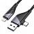 Дата-кабель Hoco U95  2 в 1 (USB to IP, Type-C to IP,1,2м.,max 60W,QC 3.0), цвет: Чёрный
