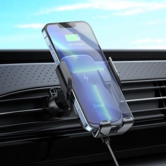 Автодержатель+беспроводная зарядка Hoco CA202 Plus цвет: Чёрный