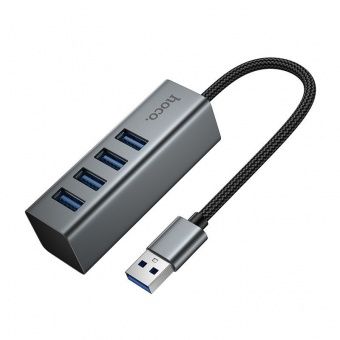 Адаптер Hoco HB1B  (USB -4 USB 3.0,1m)  цвет: металлик