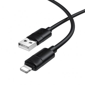 Дата-кабель Borofone BX123 IP (1м.,силиконовый) цвет: черный