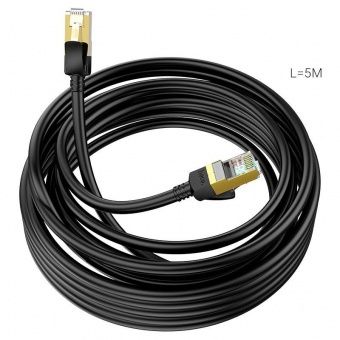 Патч-корд Hoco US02 1Gbps=125MB/s, позолоченный разъем, чистая медь, 5 м. цвет: Чёрный