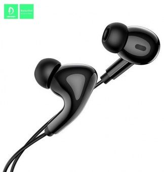 Наушники Denmen DR06 с микрофоном (1.2 м), цвет: Чёрный