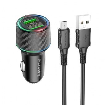 Автомобильное ЗУ Borofone BZ21A (с кабелем Micro) цвет: Чёрный