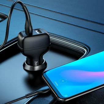 Автомобильное ЗУ Hoco Z36 +Micro кабель  (2USB: 2.4A) цвет: Чёрный